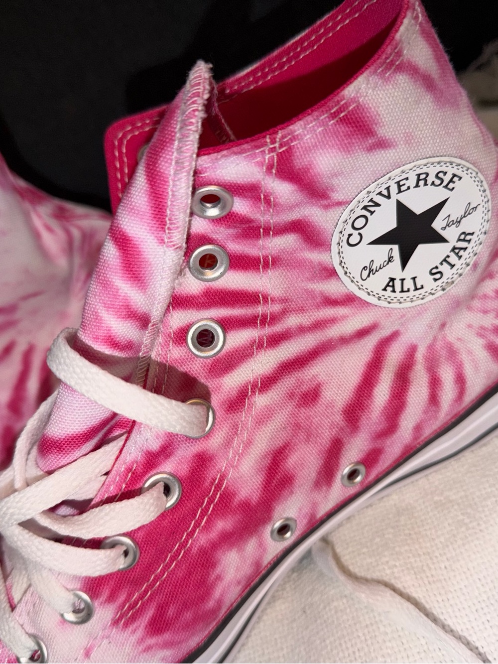 Converse Pink and White Tie-Dye High Top Sneakers - Picture 3 of 6